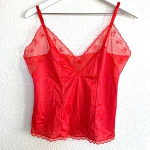 Vintage Red Satin Lace Camisole Y2K Tank Top